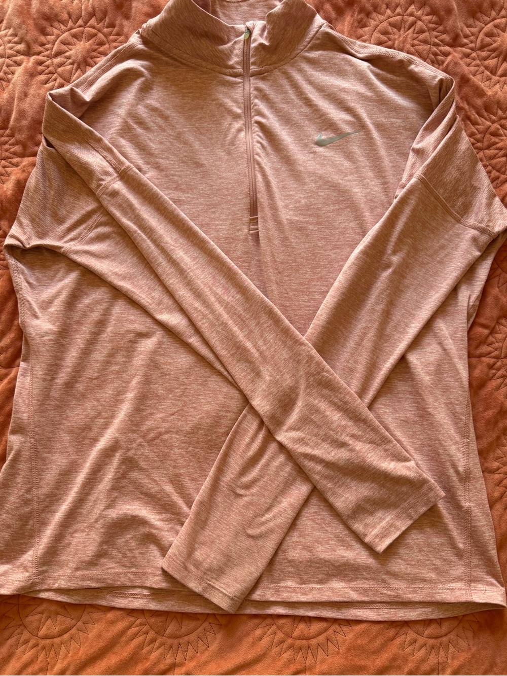Nike Women's Long Sleeve Dry Fit Quarter-Zip Top in Dusty Rose Pink